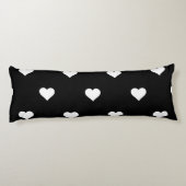 Minimalistisches Schwarz-Weiß-Herzmuster Seitenschläferkissen (Rückseite)