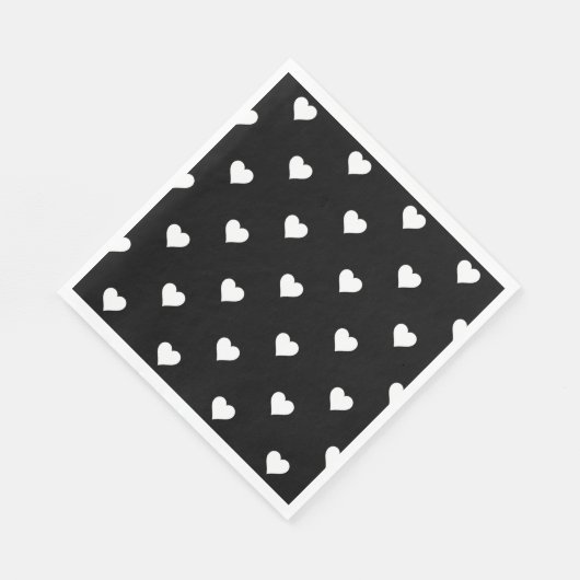 Minimalistisches Schwarz-Weiß-Herzmuster Serviette (Ecke)
