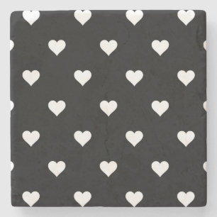 Minimalistisches Schwarz-Weiß-Herzmuster Steinuntersetzer