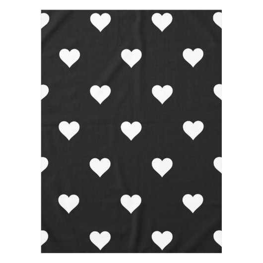Minimalistisches Schwarz-Weiß-Herzmuster Tischdecke (Vorderseite)