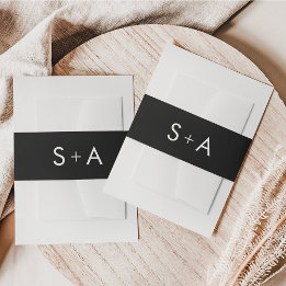 Minimalistisches Schwarz-Weiß-Hochzeitband Einladungsbanderole