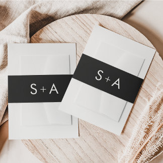 Minimalistisches Schwarz-Weiß-Hochzeitband Einladungsbanderole