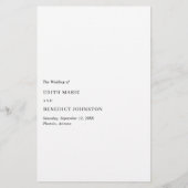 Minimalistisches Schwarz-Weiß-Hochzeitsmenü (Rückseite)