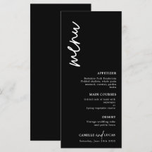 Minimalistisches Schwarz-Weiß-Hochzeitsmenü
