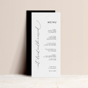 Minimalistisches Schwarz-Weiß-Hochzeitsmenü Menükarte
