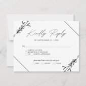 Minimalistisches Schwarz-Weiß-Hochzeitsmenü RSV RSVP Karte (Vorderseite)