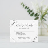 Minimalistisches Schwarz-Weiß-Hochzeitsmenü RSV RSVP Karte (Stehend Vorderseite)