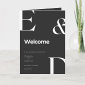 Minimalistisches Schwarz-Weiß-Hochzeitsprogramm Ca Programm (Vorderseite)