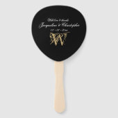 Minimalistisches Schwarz-Weiß-Hochzeitsprogramm fü Fächer (Vorderseite)