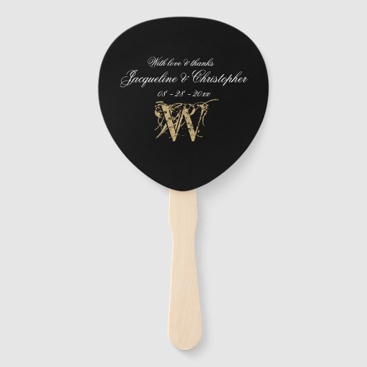 Minimalistisches Schwarz-Weiß-Hochzeitsprogramm fü Fächer (Vorderseite)