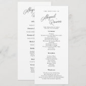 Minimalistisches Schwarz-Weiß-Hochzeitsprogramm in Einladung (Vorne/Hinten)