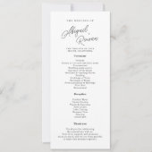 Minimalistisches Schwarz-Weiß-Hochzeitsprogramm in Einladung (Vorderseite)