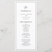 Minimalistisches Schwarz-Weiß-Hochzeitsprogramm Menükarte (Vorderseite)