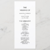 Minimalistisches Schwarz-Weiß-Hochzeitsprogramm Menükarte (Vorderseite)