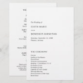 Minimalistisches Schwarz-Weiß-Hochzeitsprogramm mo (Vorne/Hinten)