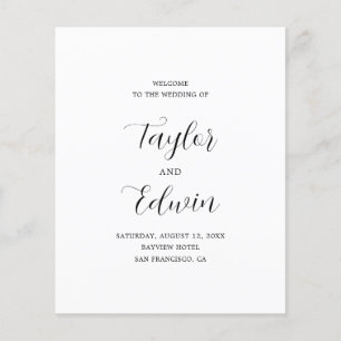 Minimalistisches Schwarz-Weiß-Hochzeitsprogramm mo Flyer