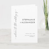 Minimalistisches Schwarz-Weiß-Hochzeitsprogramm Programm (Vorderseite)