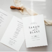 Minimalistisches Schwarz-Weiß-Hochzeitsprogramm Programm