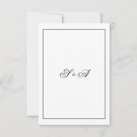 Minimalistisches Schwarz-Weiß-Hochzeitsraster RSVP Karte (Rückseite)