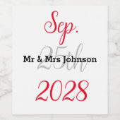 Minimalistisches Schwarz-Weiß-Hochzeitsweinlabel Weinetikett (Einzelnes Label)