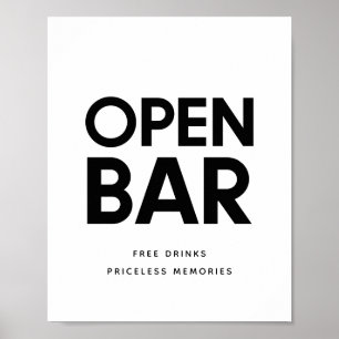 Minimalistisches Schwarz-Weiß-Hochzeitszeichen Ope Poster