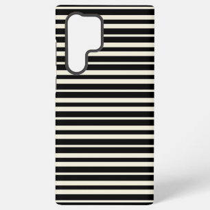 Minimalistisches Schwarz-Weiß-Horizontalstreifenmu Samsung Galaxy Hülle