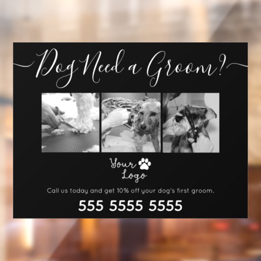 Minimalistisches Schwarz-Weiß-Hunde-Logo Fensteraufkleber (Blatt 2)