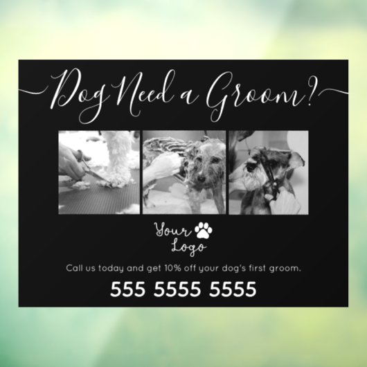 Minimalistisches Schwarz-Weiß-Hunde-Logo Fensteraufkleber (Blatt 3)