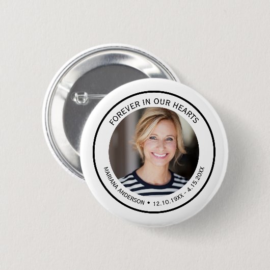 Minimalistisches Schwarz-Weiß Immer in unseren Her Button (Vorne & Hinten)