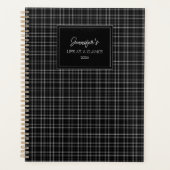 Minimalistisches Schwarz-Weiß-Karo Planer (Vorderseite)