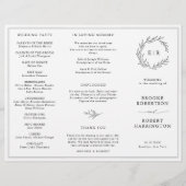 Minimalistisches Schwarz-Weiß-Leaf-Hochzeitsprogra (Vorderseite)