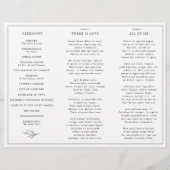 Minimalistisches Schwarz-Weiß-Leaf-Hochzeitsprogra (Rückseite)