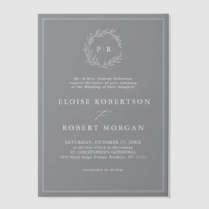 Minimalistisches Schwarz-Weiß-Leaf Moderne Hochzei Pergament Einladungen