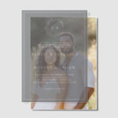 Minimalistisches Schwarz-Weiß-Leaf Moderne Hochzei Pergament Einladungen (Versatz (Ehepaar))