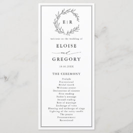 Minimalistisches Schwarz-Weiß-Leaf Moderne Hochzei Programm