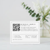 Minimalistisches Schwarz-Weiß-Leaf Moderner QR-Cod Postkarte (Stehend Vorderseite)