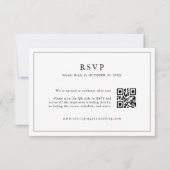 Minimalistisches Schwarz-Weiß-Leaf Moderner QR-Cod RSVP Karte (Vorderseite)