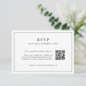Minimalistisches Schwarz-Weiß-Leaf Moderner QR-Cod RSVP Karte (Stehend Vorderseite)