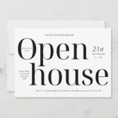 Minimalistisches Schwarz-Weiß-Logo - Open House Einladung (Vorderseite)