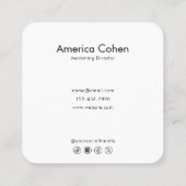 Minimalistisches Schwarz/Weiß-Marketing Quadratische Visitenkarte (Rückseite)