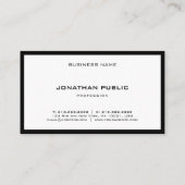 Minimalistisches Schwarz-weiß Modernes Elegantes S Visitenkarte (Rückseite)