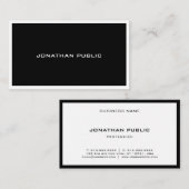 Minimalistisches Schwarz-weiß Modernes Elegantes S Visitenkarte (Vorne/Hinten)