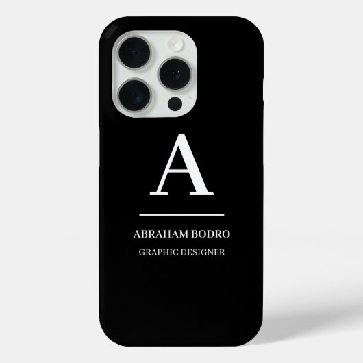 Minimalistisches Schwarz-Weiß-Modernes Monogramm Case-Mate iPhone Hülle (Rückseite)