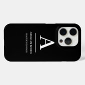 Minimalistisches Schwarz-Weiß-Modernes Monogramm Case-Mate iPhone Hülle (Rückseite (Horizontal))