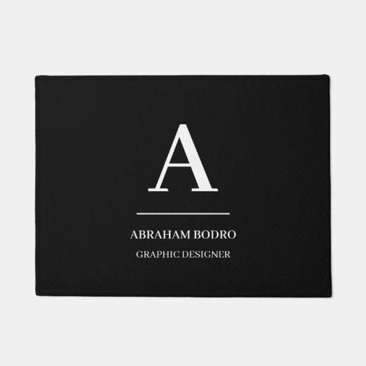 Minimalistisches Schwarz-Weiß-Modernes Monogramm Fußmatte (Vorderseite)