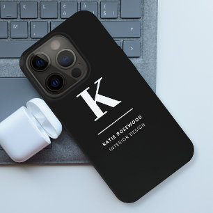 Minimalistisches Schwarz-Weiß-Modernes Monogramm iPhone 15 Pro Hülle