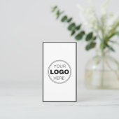 Minimalistisches Schwarz-Weiß-Modernes QR-Code-Log Visitenkarte (Stehend Vorderseite)