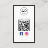Minimalistisches Schwarz-Weiß-Modernes QR-Code-Log Visitenkarte (Rückseite)