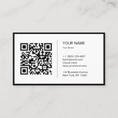 Minimalistisches Schwarz-Weiß-Modernes QR-Code-Log Visitenkarte (Rückseite)
