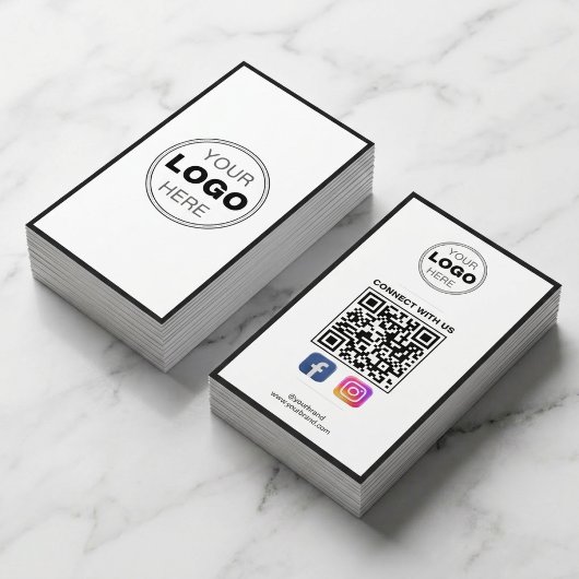Minimalistisches Schwarz-Weiß-Modernes QR-Code-Log Visitenkarte